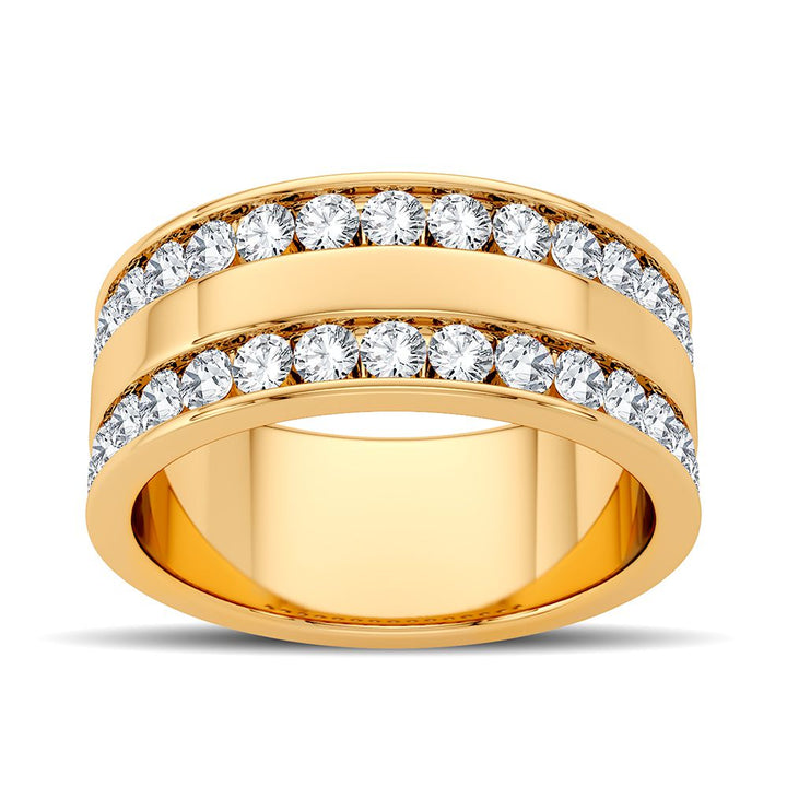 14K Yellow Gold Lab Diamond Mens Wedding Band - 1.50CT