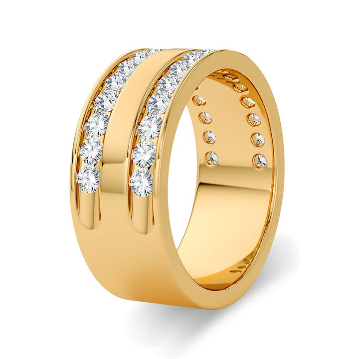 14K Yellow Gold Lab Diamond Mens Wedding Band - 1.50CT
