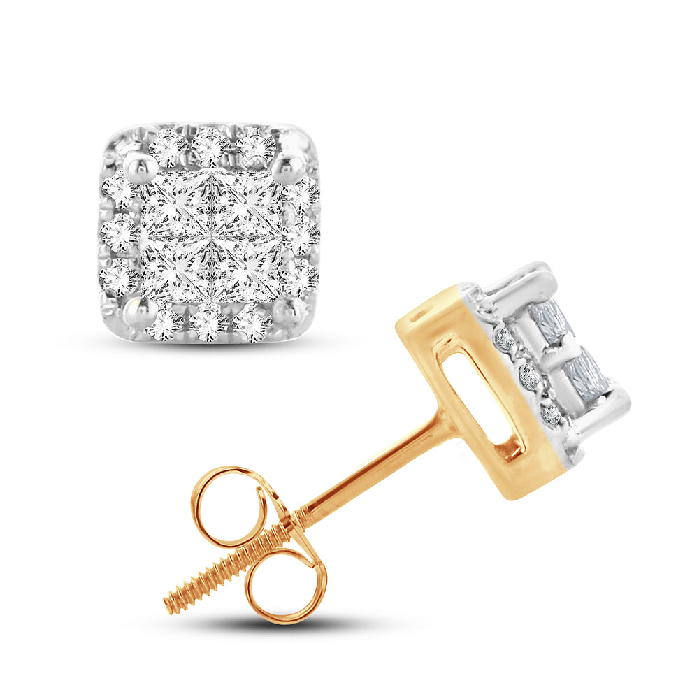 14K 0.25CT Princess Cut Diamond Earring