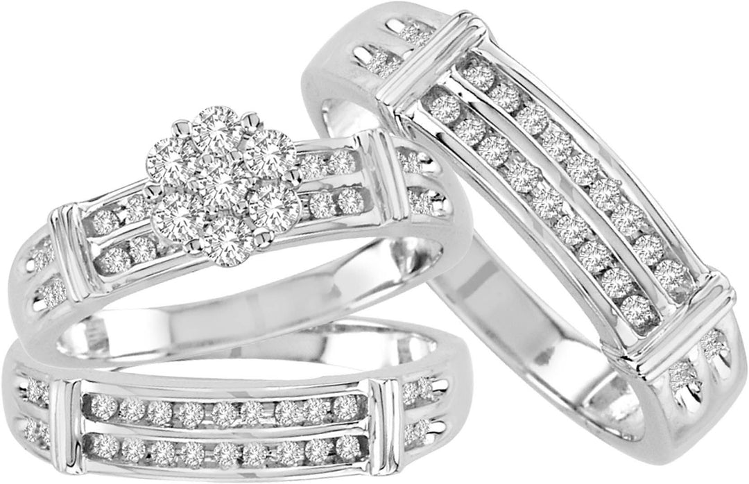 14K 0.71CT Diamond TRIO SET