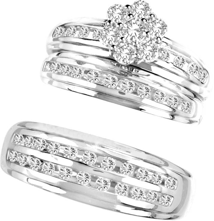 14K 1.42CT Diamond TRIO SET