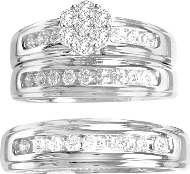 14K 0.81CT Diamond TRIO SET