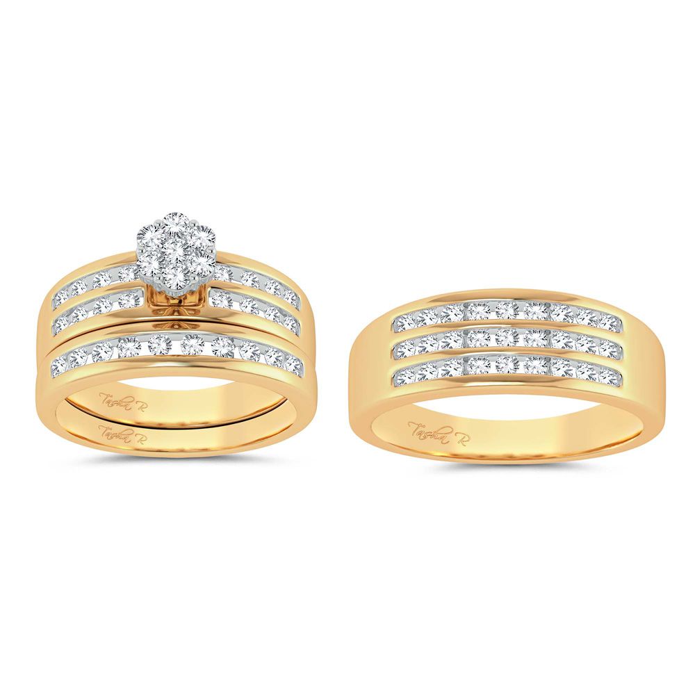 14k Yellow Gold 1.35ct Lab Diamond Trio Wedding Set
