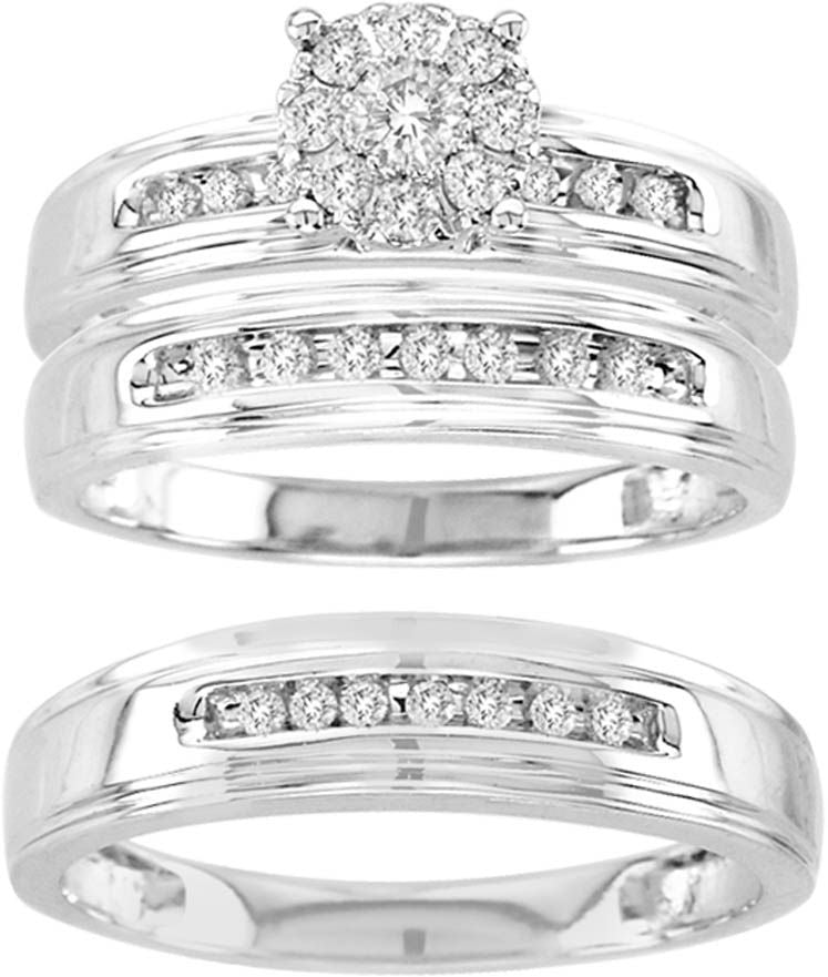 14K 0.43CT Diamond TRIO SET