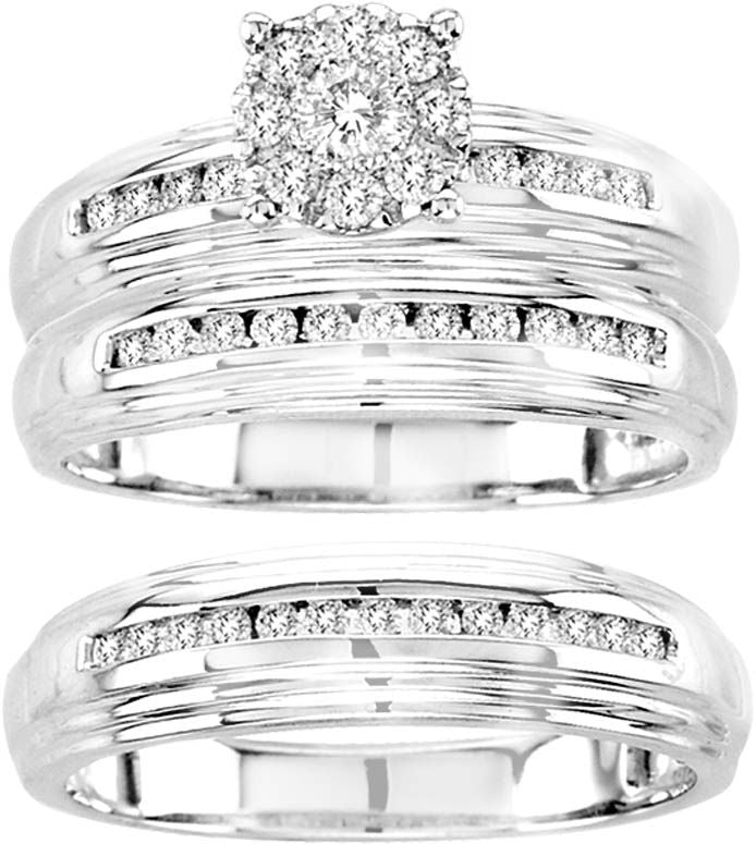 14K 0.65CT Diamond TRIO SET