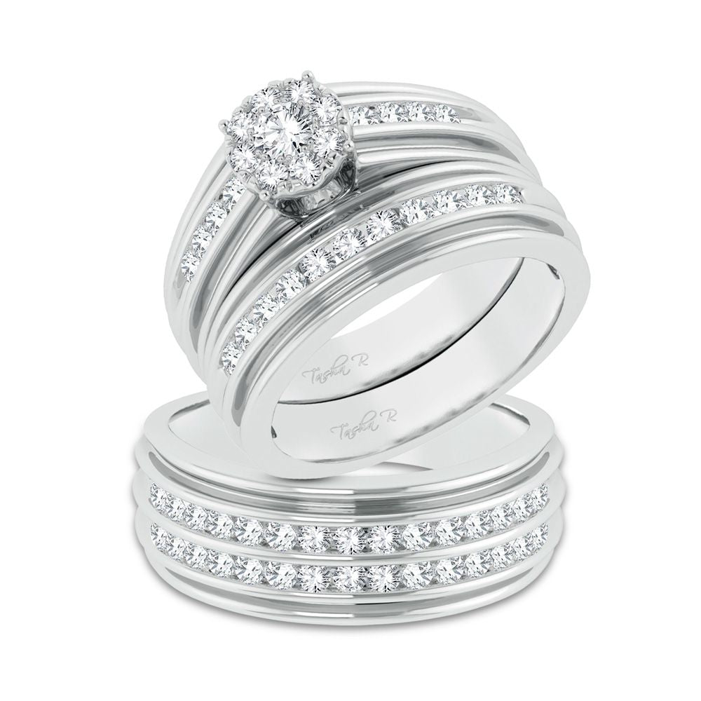 14k White Gold Lab Diamond Trio Set - Timeless Elegance