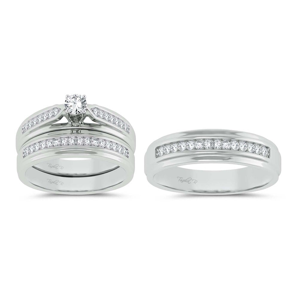 Sparkling Lab Diamond Trio Set in 14k White Gold
