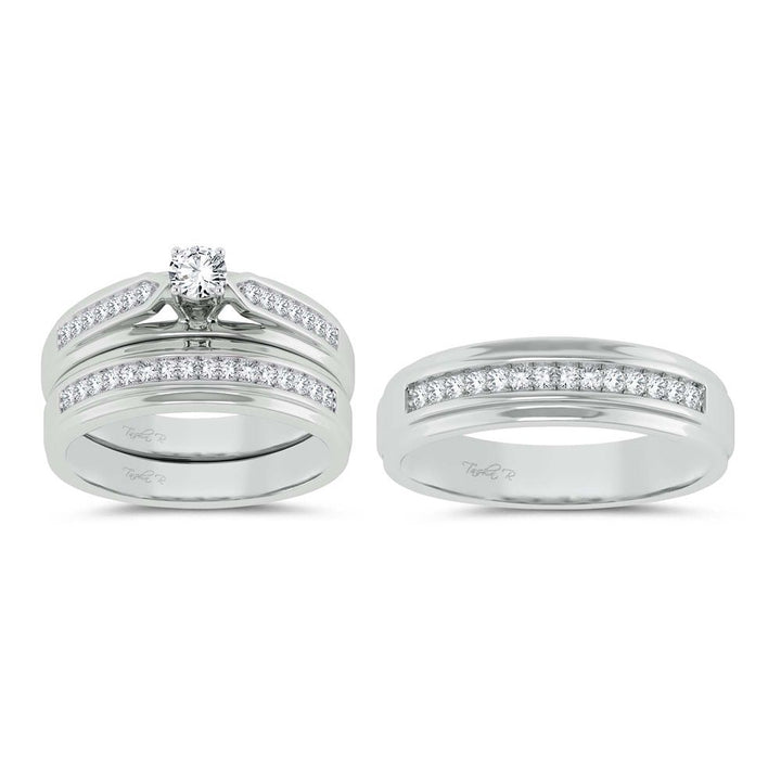 Sparkling Lab Diamond Trio Set in 14k White Gold