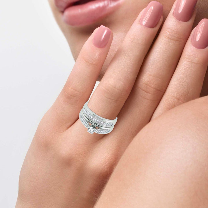 Sparkling Lab Diamond Trio Set in 14k White Gold