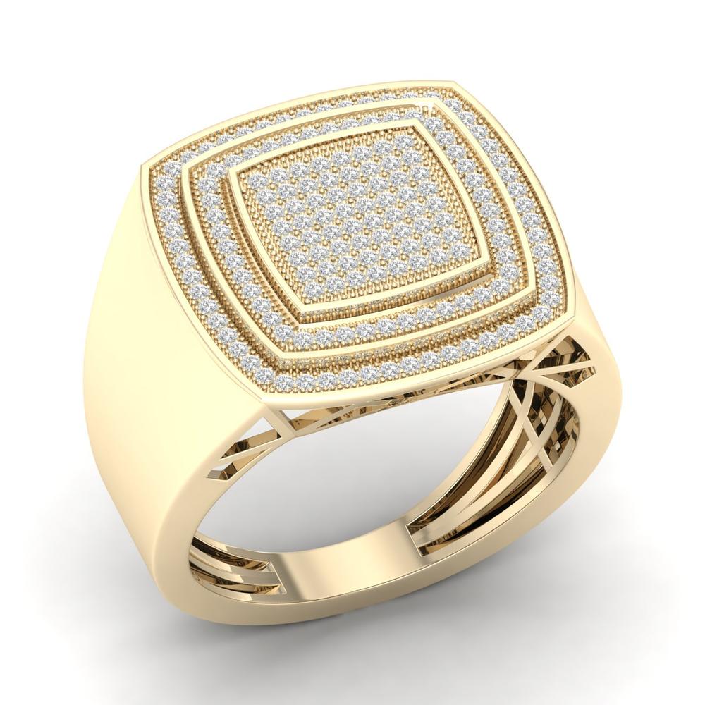 10K Yellow Gold Lab Diamond Mens Statement Ring