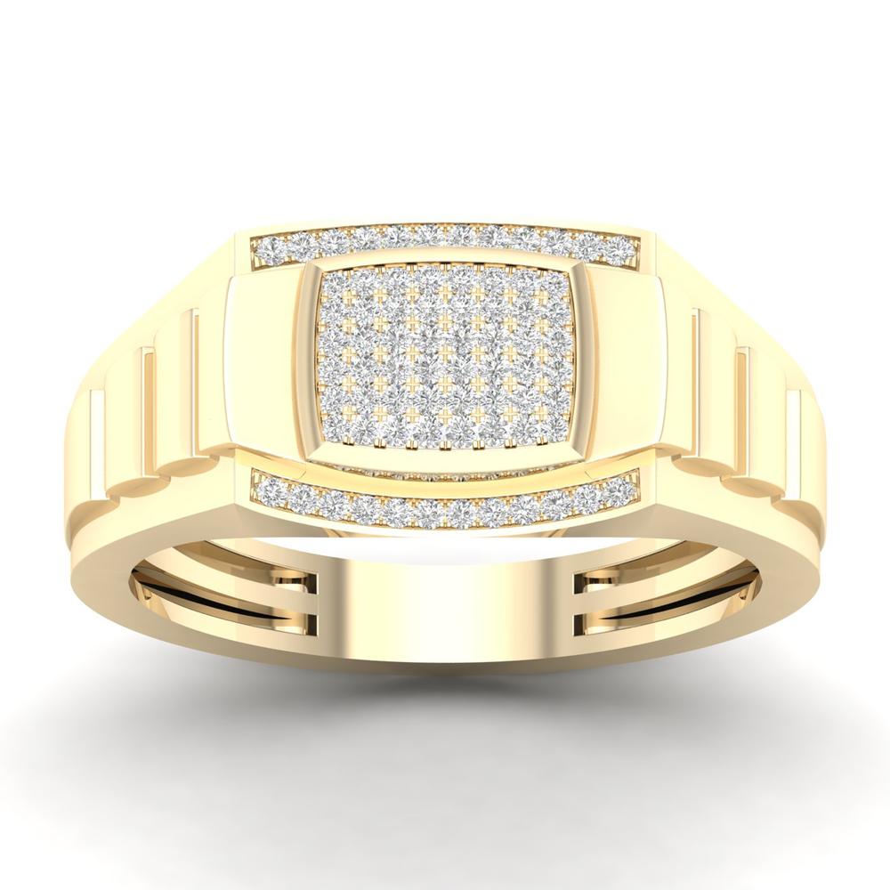10K Yellow Gold Lab Diamond Mens Statement Band Ring