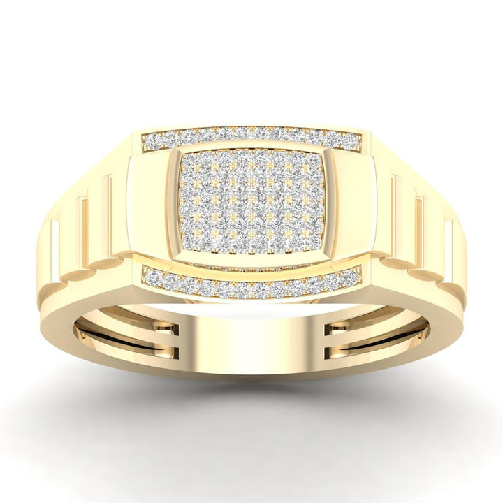 10K Yellow Gold Lab Diamond Mens Statement Band Ring
