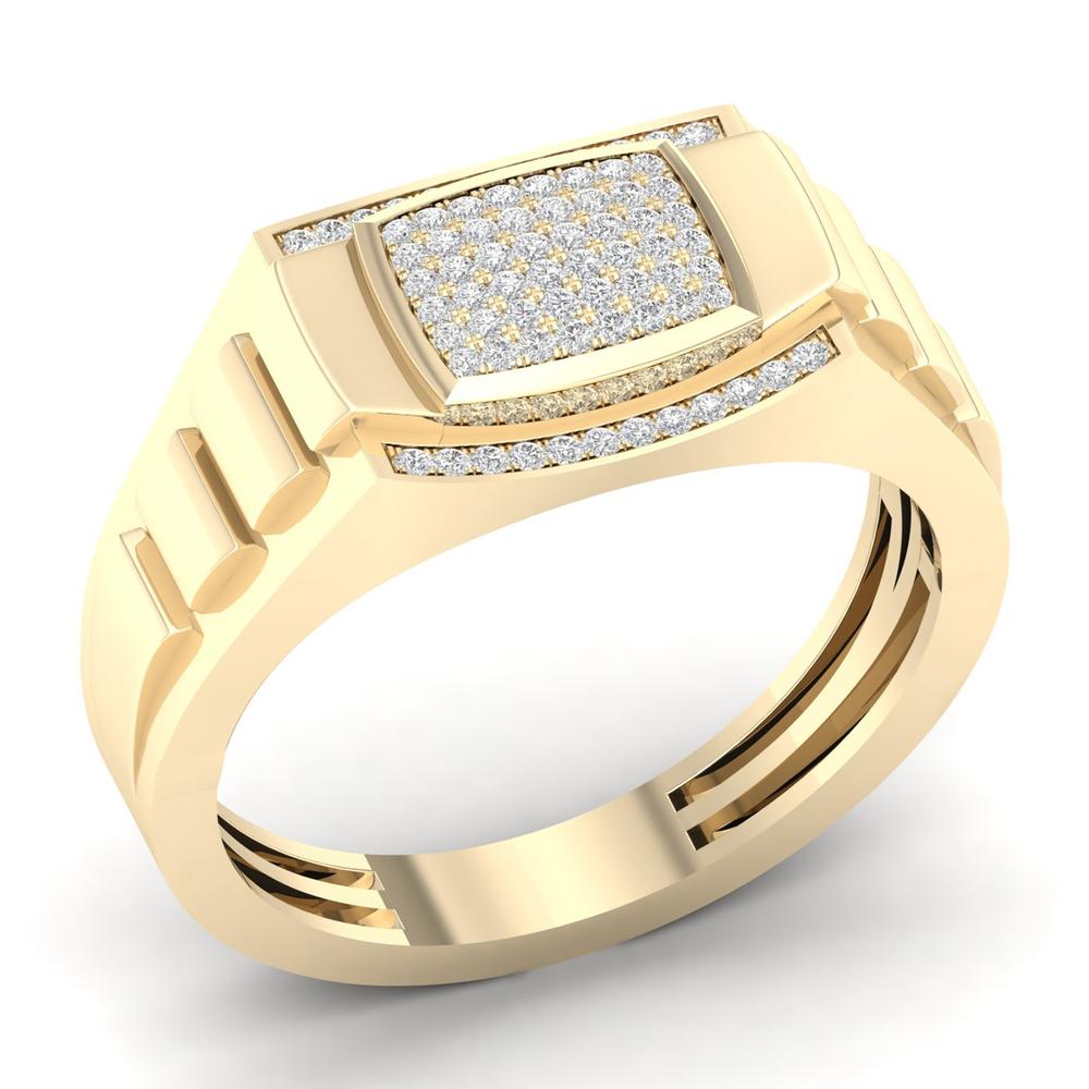 10K Yellow Gold Lab Diamond Mens Statement Band Ring