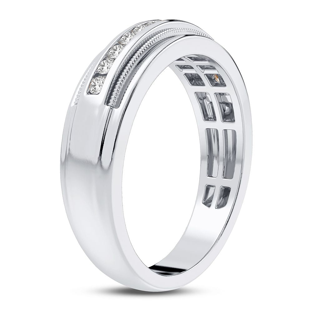 Modern 14K White Gold 0.50CT Lab Diamond Mens Wedding Band