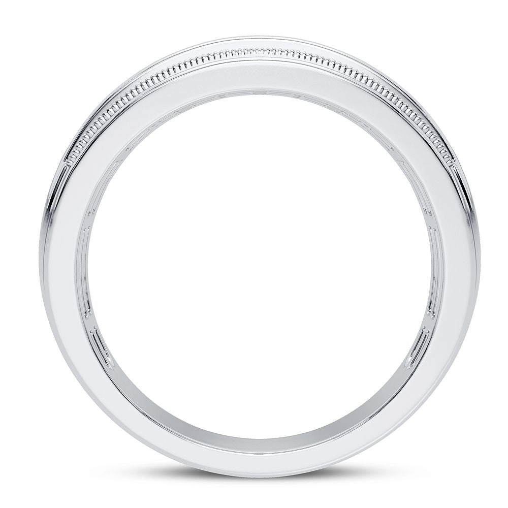 Modern 14K White Gold 0.50CT Lab Diamond Mens Wedding Band