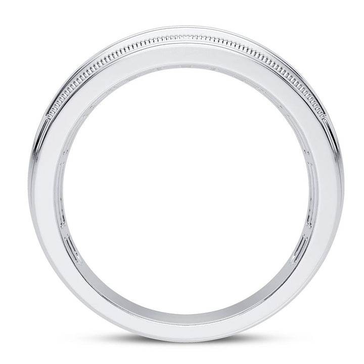 Modern 14K White Gold 0.50CT Lab Diamond Mens Wedding Band