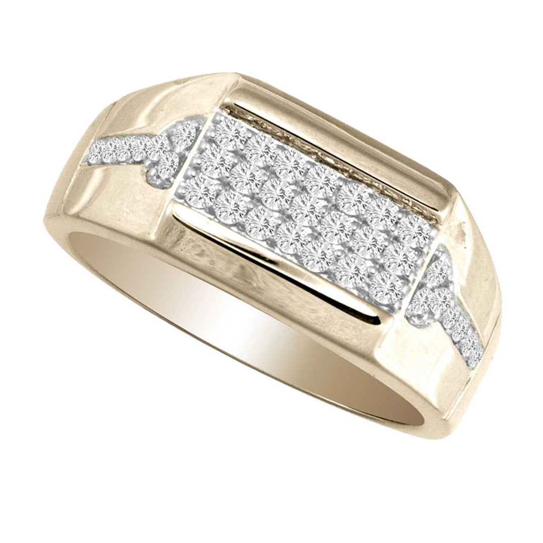 Bold 14K Yellow Gold 0.50CT Lab Diamond Mens Band