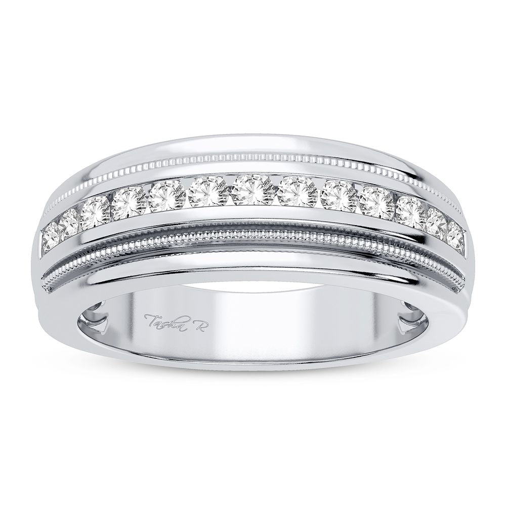 10k White Gold 0.50CT Lab Diamond Mens Wedding Band Ring