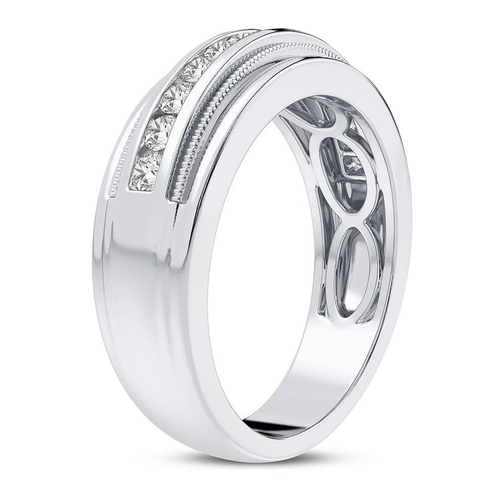 14K White Gold Lab Diamond Mens Wedding Band Brilliance