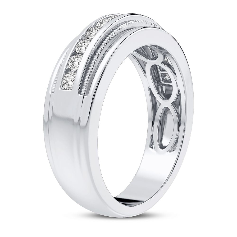 10k White Gold 0.50CT Lab Diamond Mens Wedding Band Ring