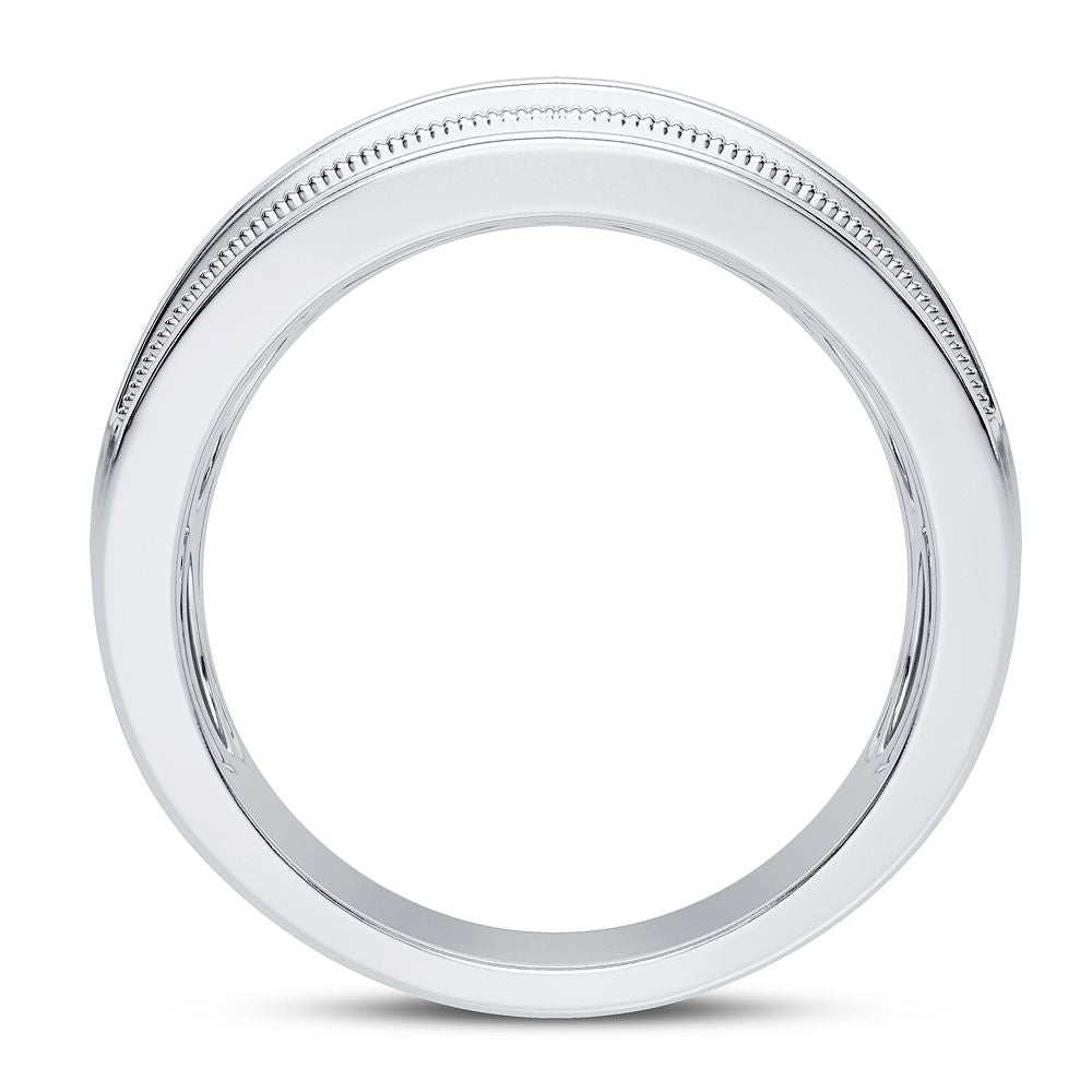 14K White Gold Lab Diamond Mens Wedding Band Brilliance