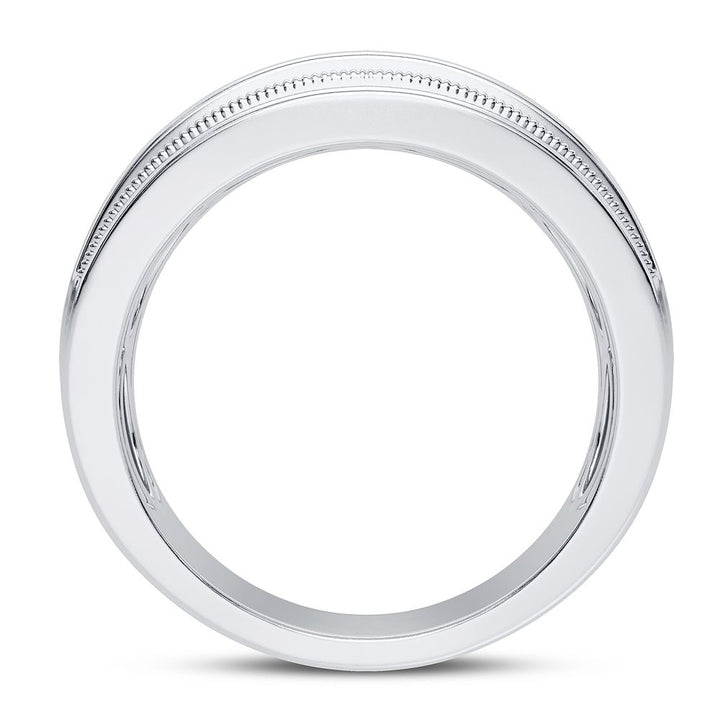 14K White Gold Lab Diamond Mens Wedding Band Brilliance