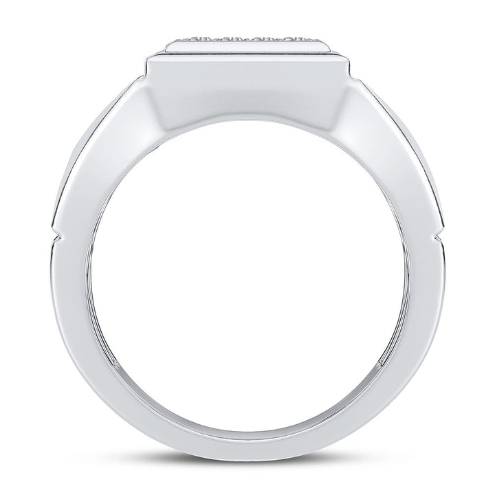 14K White Gold Lab Diamond Mens Statement Ring