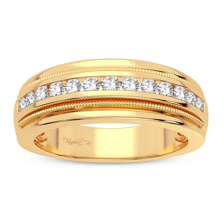 10K Yellow Gold Mens Lab Diamond Wedding Band Ring