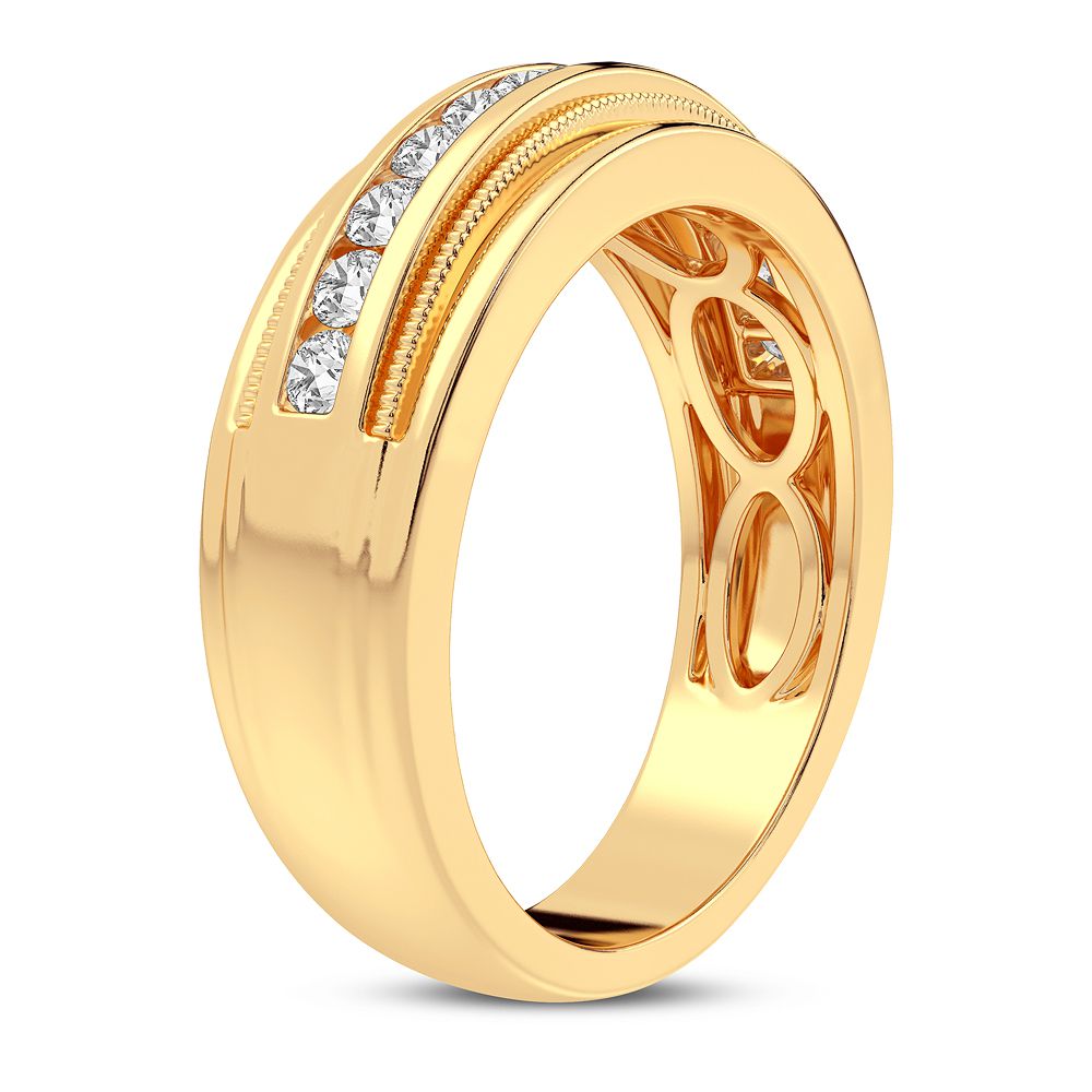 14K Yellow Gold Lab Diamond Mens Wedding Band Ring
