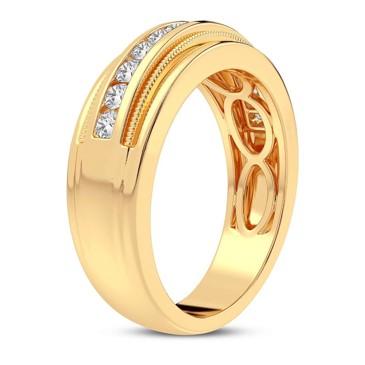 14K Yellow Gold Lab Diamond Mens Wedding Band Ring