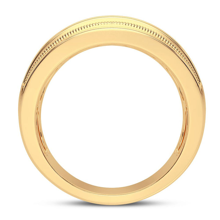 14K Yellow Gold Lab Diamond Mens Wedding Band Ring