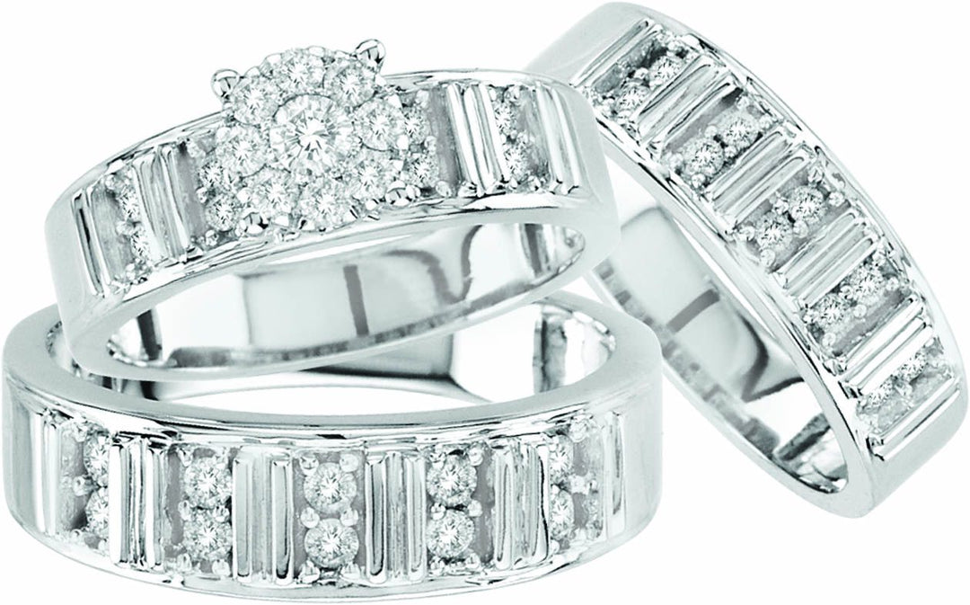 14K 0.75CT Diamond TRIO SET