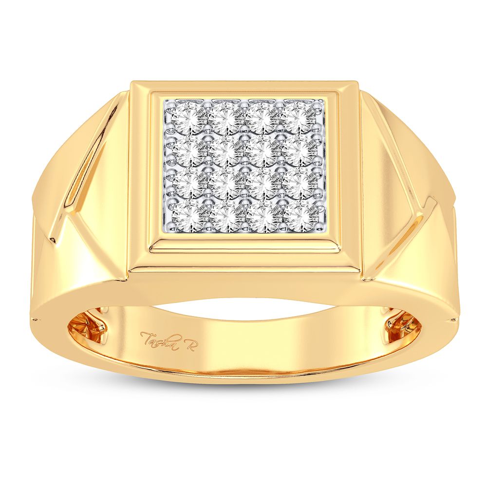 14K Yellow Gold Mens Lab Diamond Statement Ring