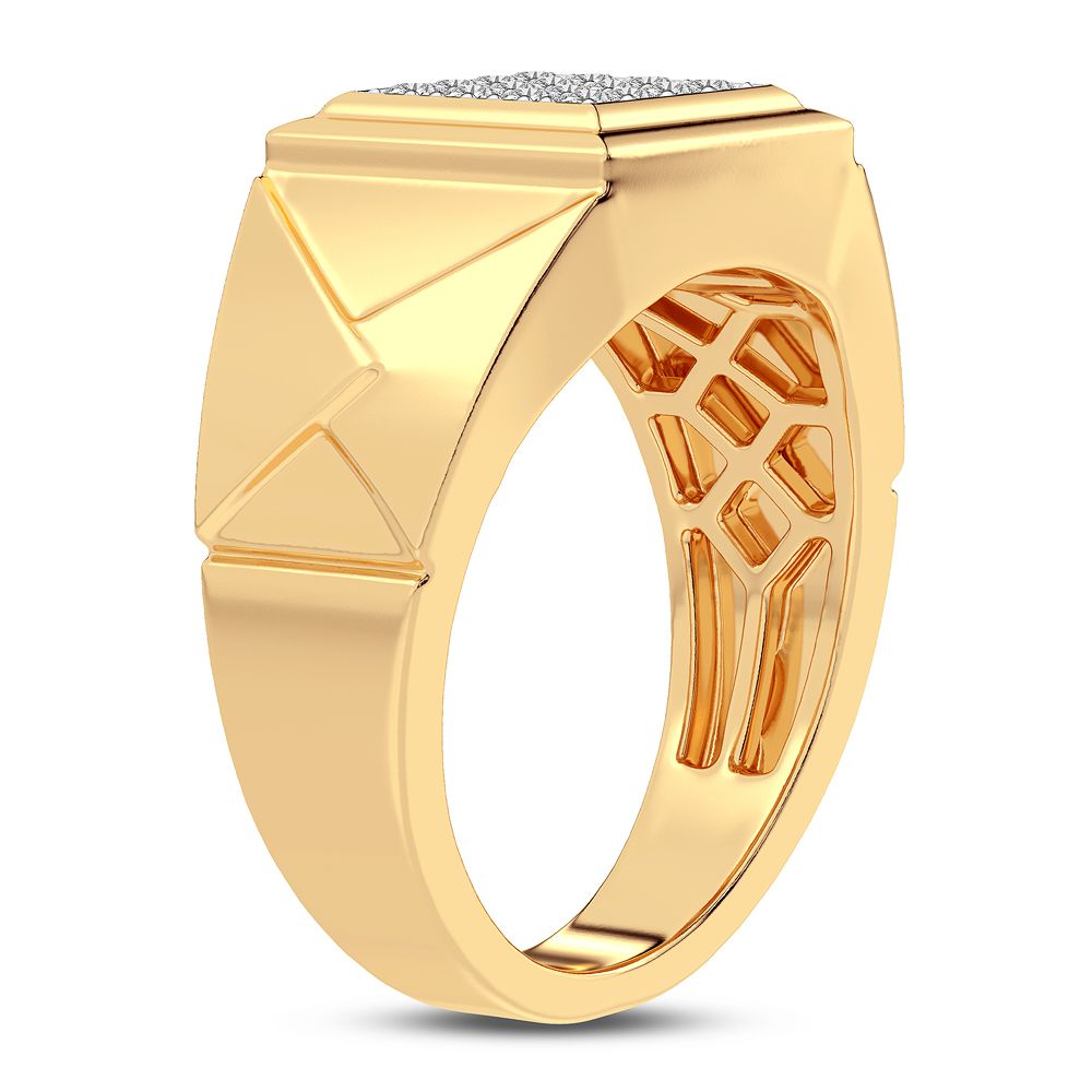 14K Yellow Gold Mens Lab Diamond Statement Ring