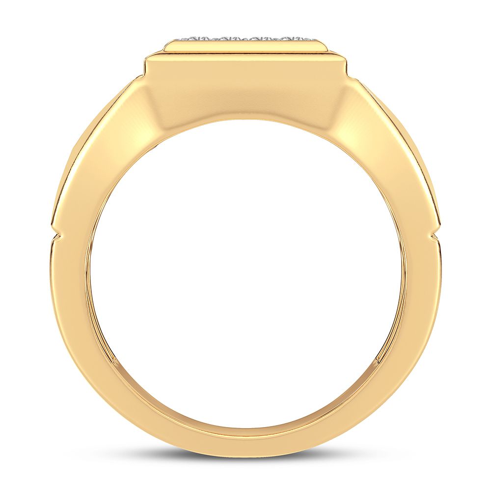 14K Yellow Gold Mens Lab Diamond Statement Ring