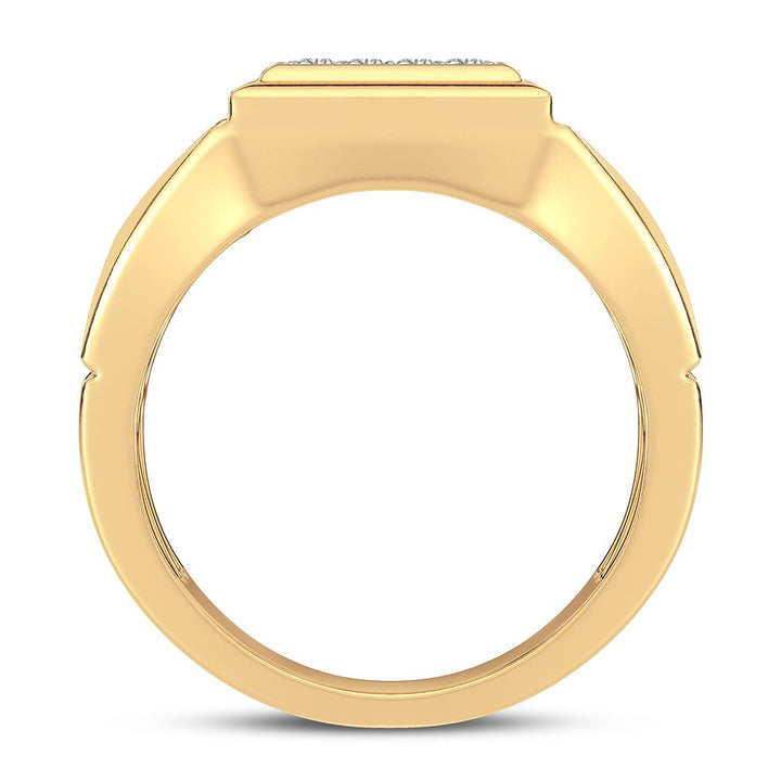 14K Yellow Gold Mens Lab Diamond Statement Ring