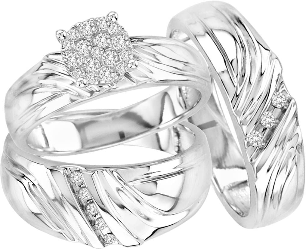 14K 0.36CT Diamond TRIO SET