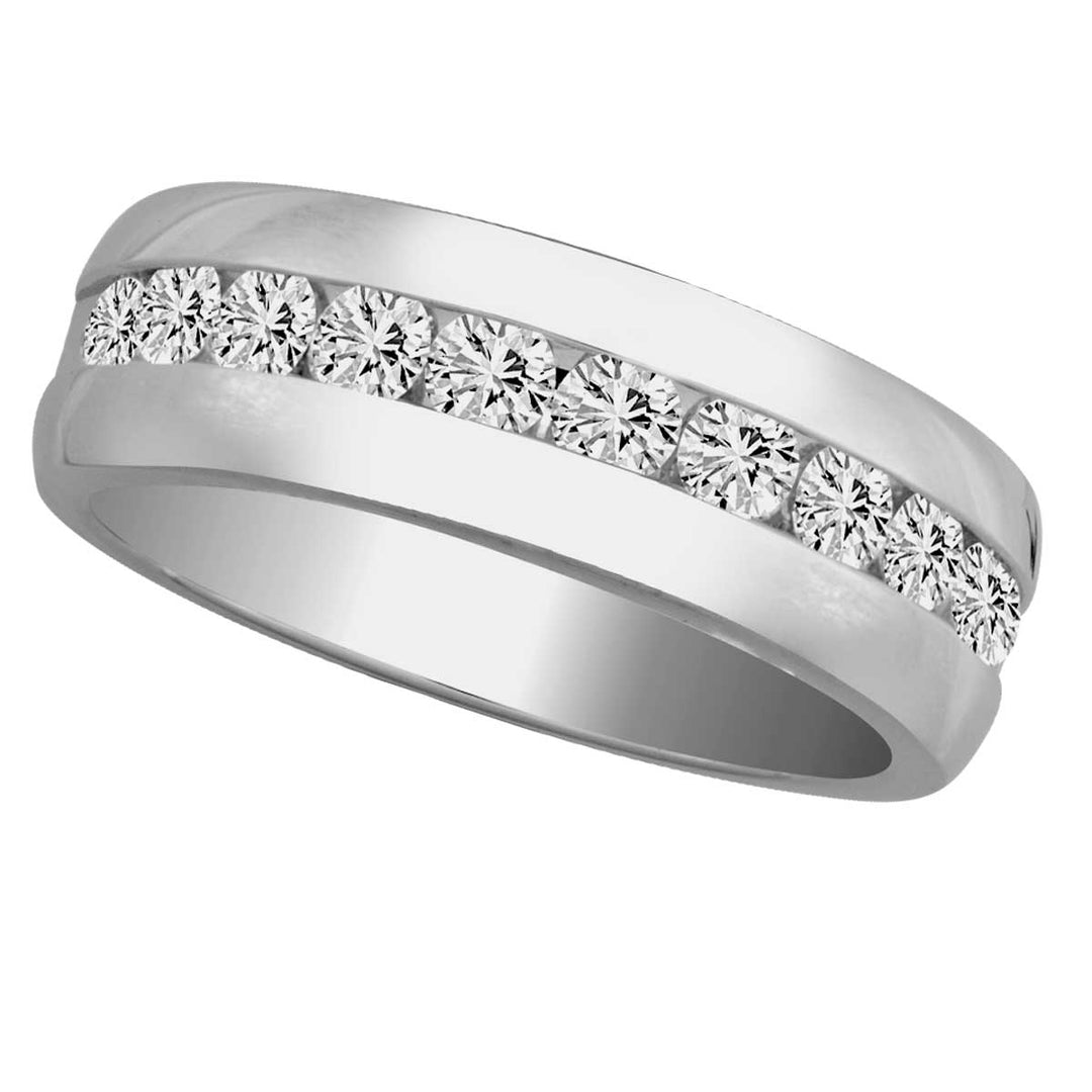 14k White Gold Lab Diamond Mens Wedding Band - Timeless Elegance
