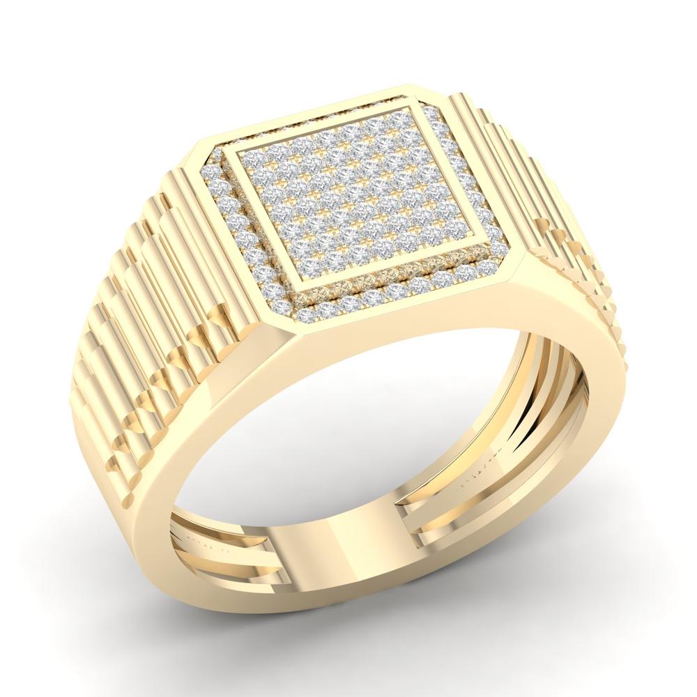10K Yellow Gold Lab-Created Diamond Mens Statement Ring