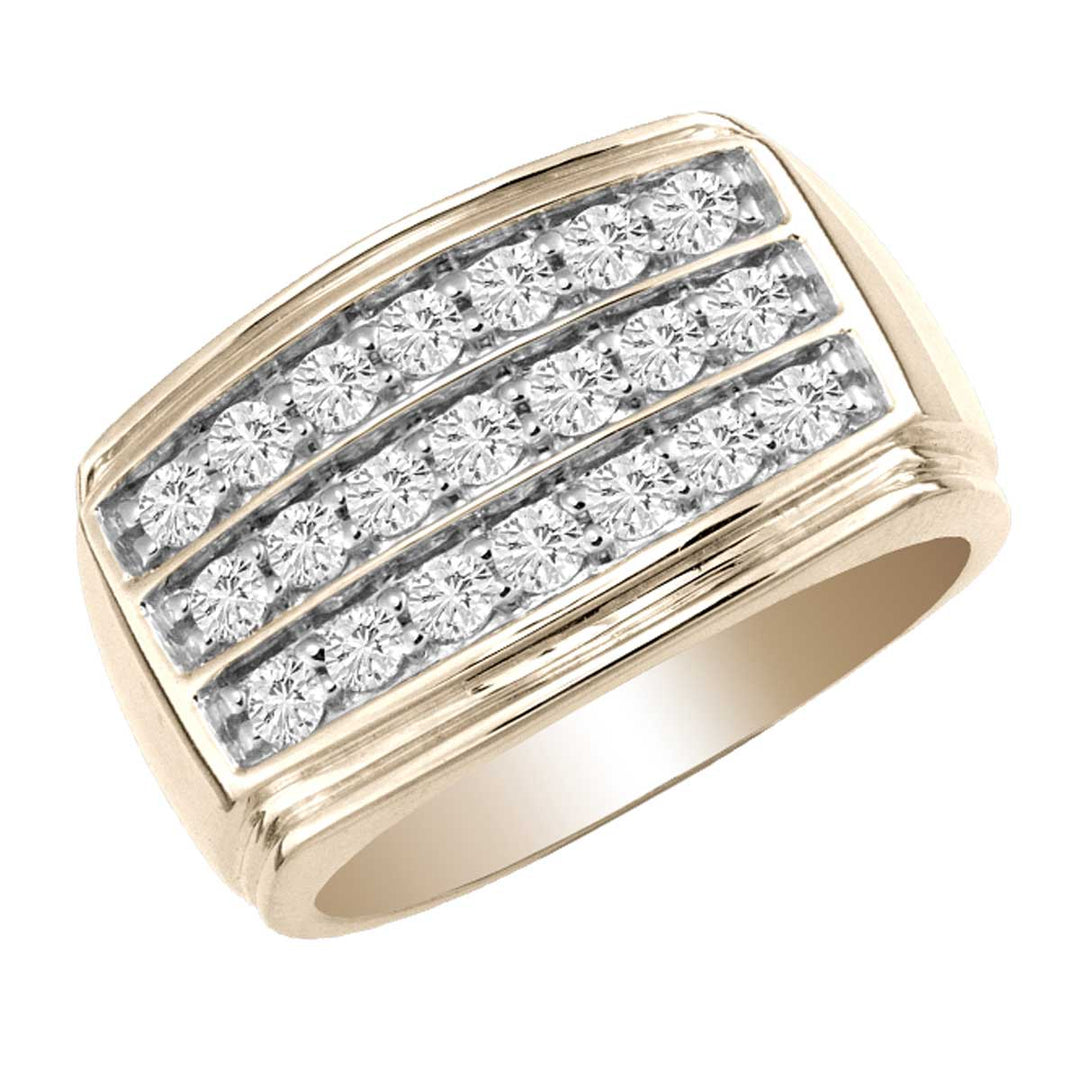 14K Yellow Gold Lab-Grown Diamond Mens Statement Ring