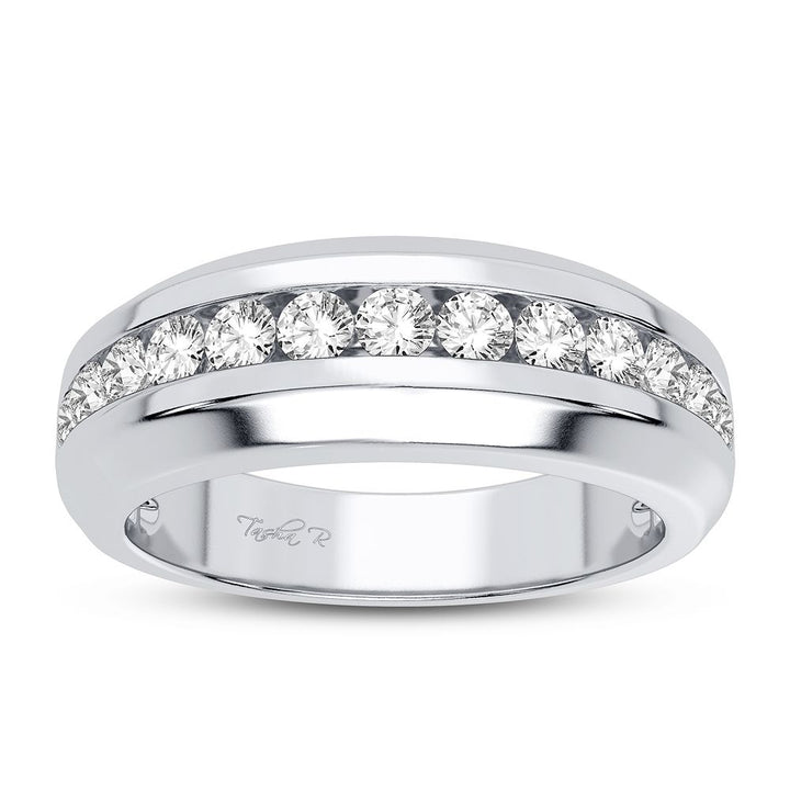 14K Yellow Gold Mens Lab Diamond Wedding Band Sparkle