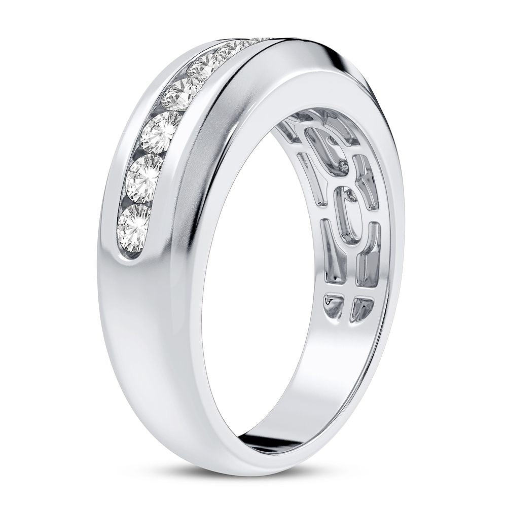14K White Gold Lab Diamond Mens Wedding Band Brilliance
