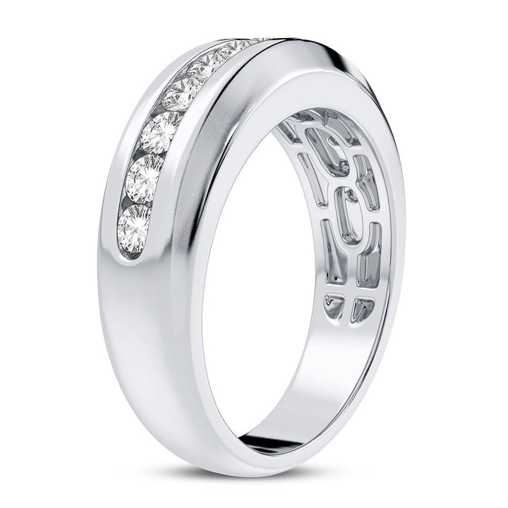 14K White Gold Lab Diamond Mens Wedding Band Brilliance