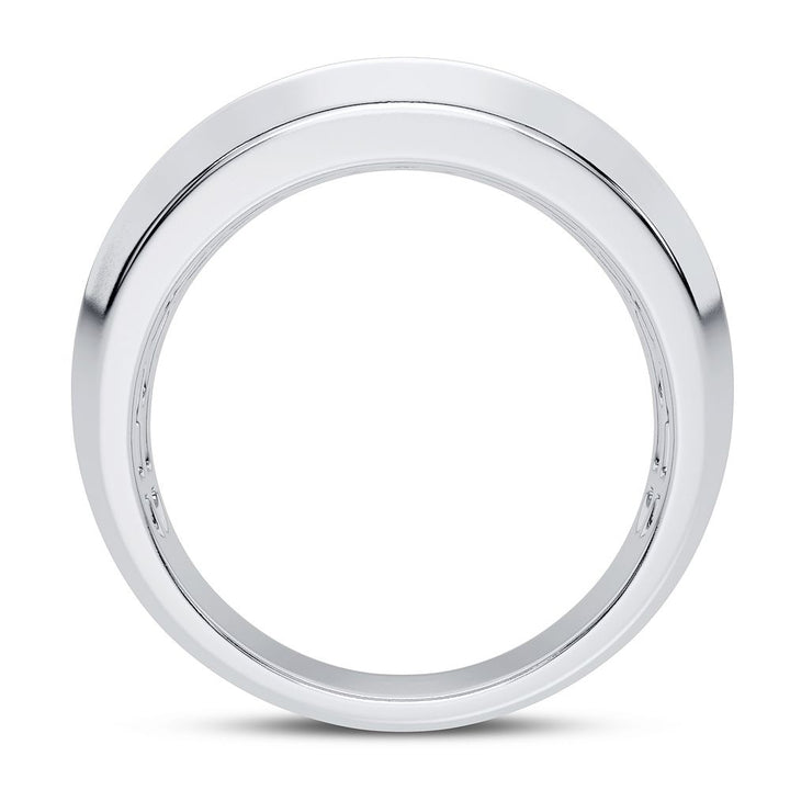 14K White Gold Lab Diamond Mens Wedding Band Brilliance