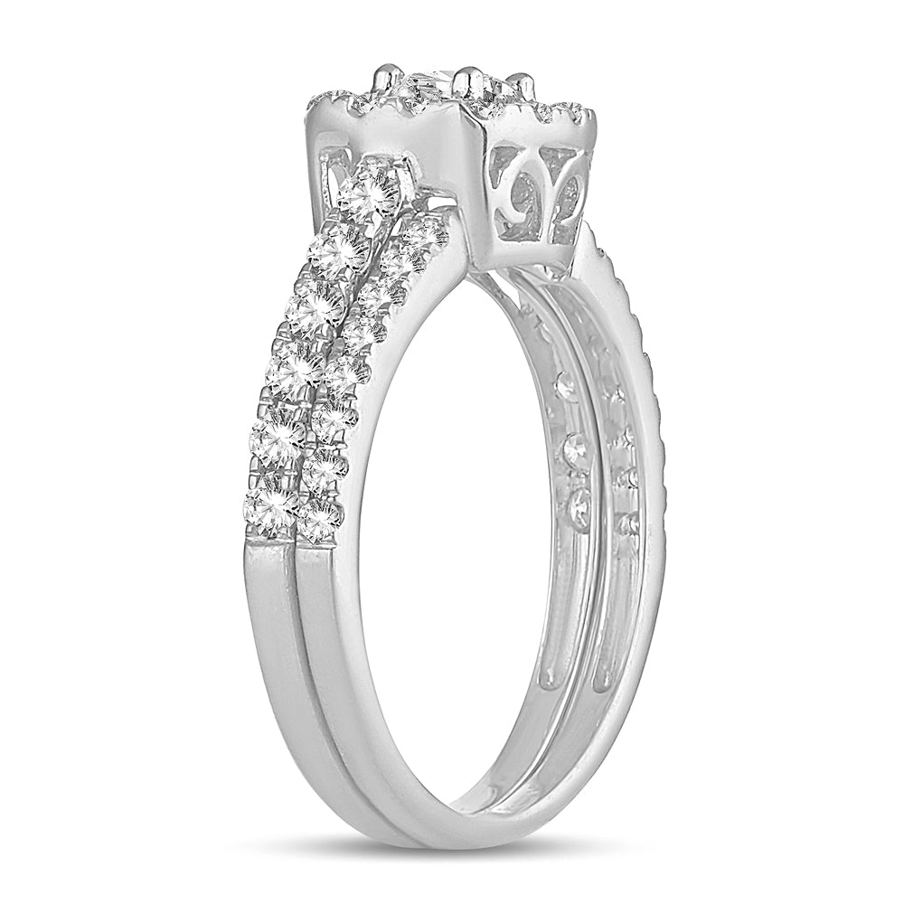 14k White Gold 1CT Lab Diamond Bridal Ring Set