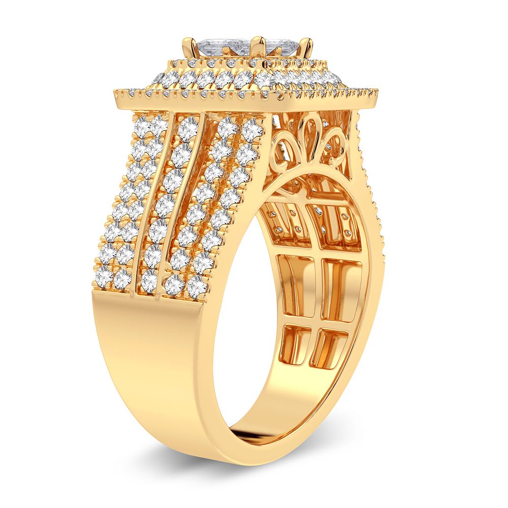 Brilliant 14k Yellow Gold 1.50CT Lab Diamond Engagement Ring