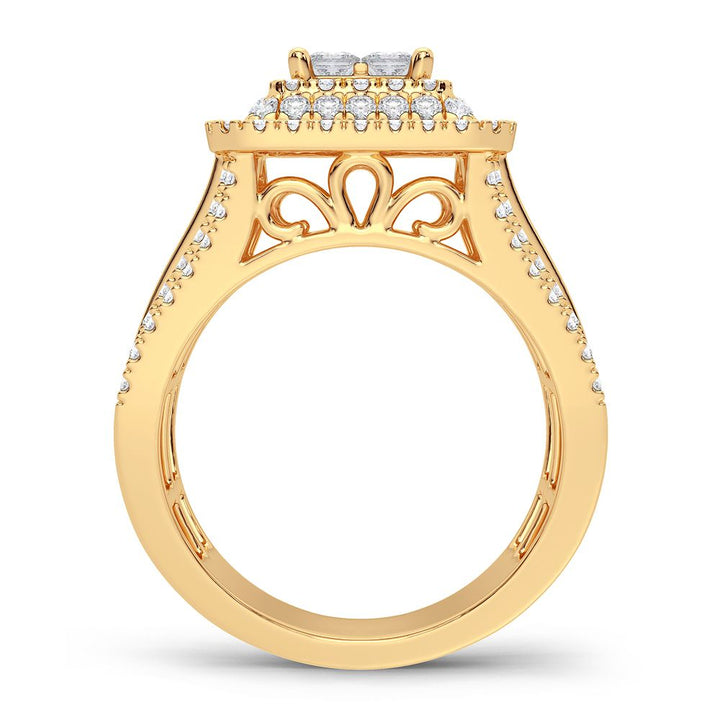 Brilliant 14k Yellow Gold 1.50CT Lab Diamond Engagement Ring