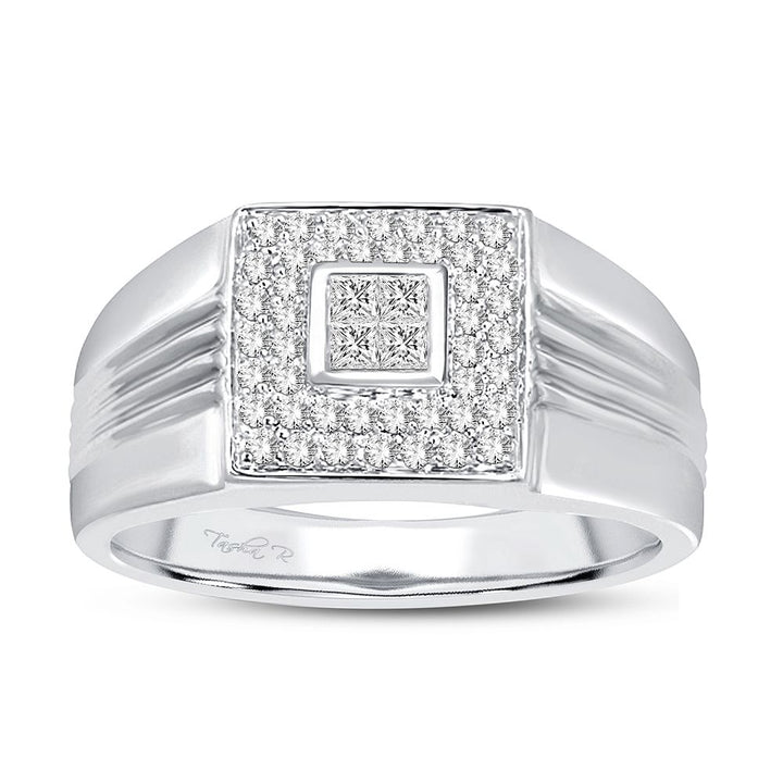 14K White Gold Lab Diamond Mens Wedding Band Brilliance