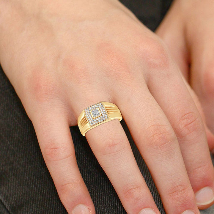 14K Yellow Gold Lab Diamond Mens Wedding Band Brilliance