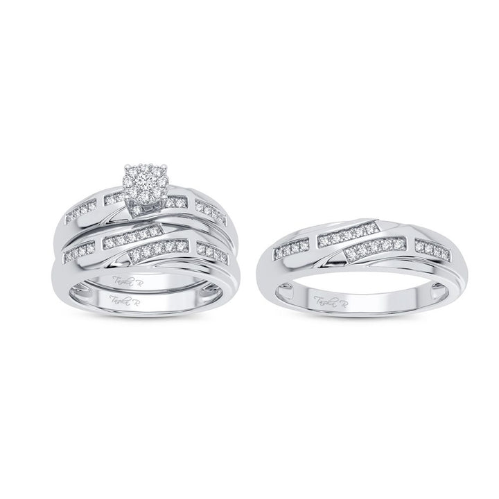 14k White Gold Lab Diamond Trio Set - Timeless Elegance